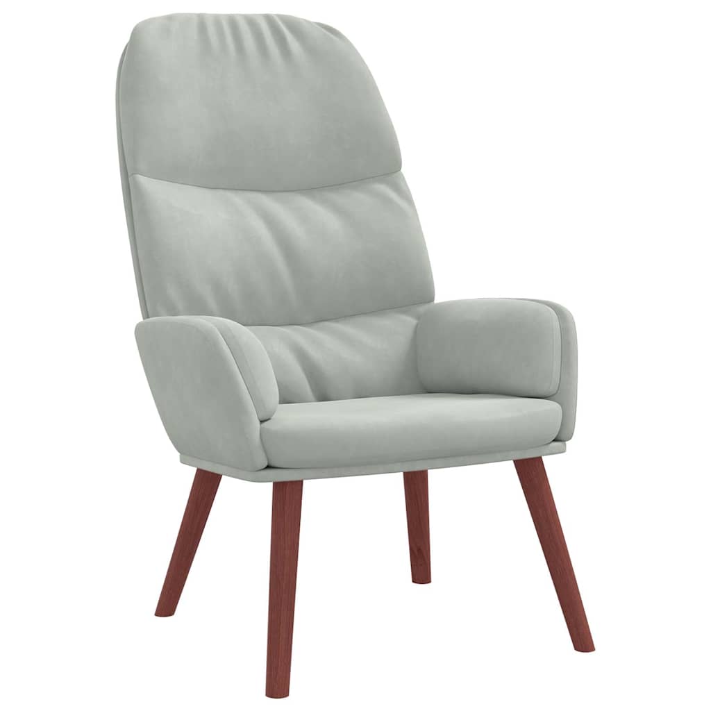 vidaXL Relaxsessel mit Hocker Hellgrau Samt