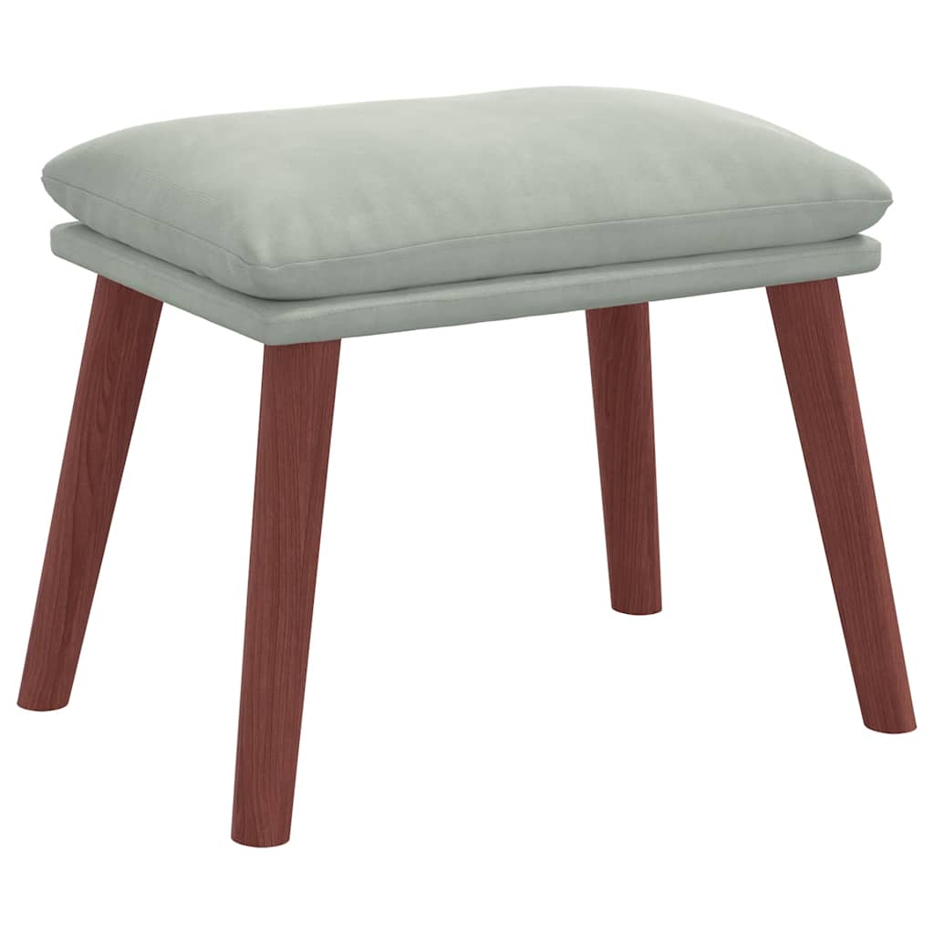 vidaXL Relaxsessel mit Hocker Hellgrau Samt
