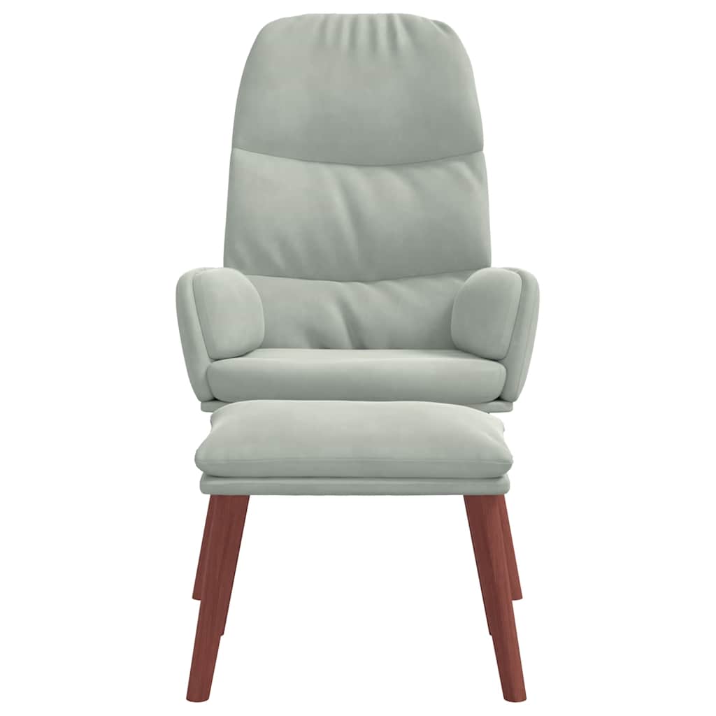 vidaXL Relaxsessel mit Hocker Hellgrau Samt