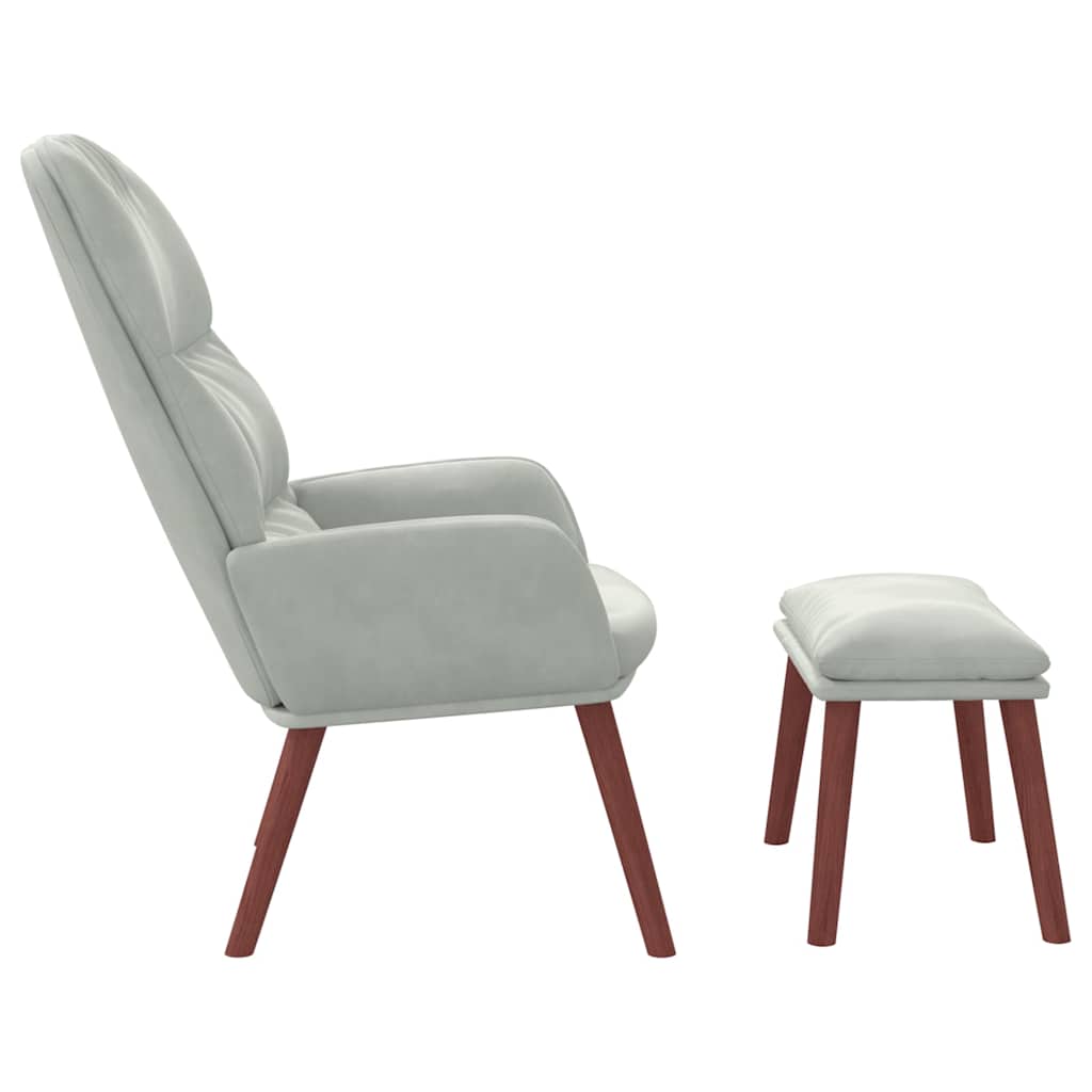 vidaXL Relaxsessel mit Hocker Hellgrau Samt