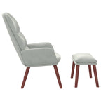 vidaXL Relaxsessel mit Hocker Hellgrau Samt