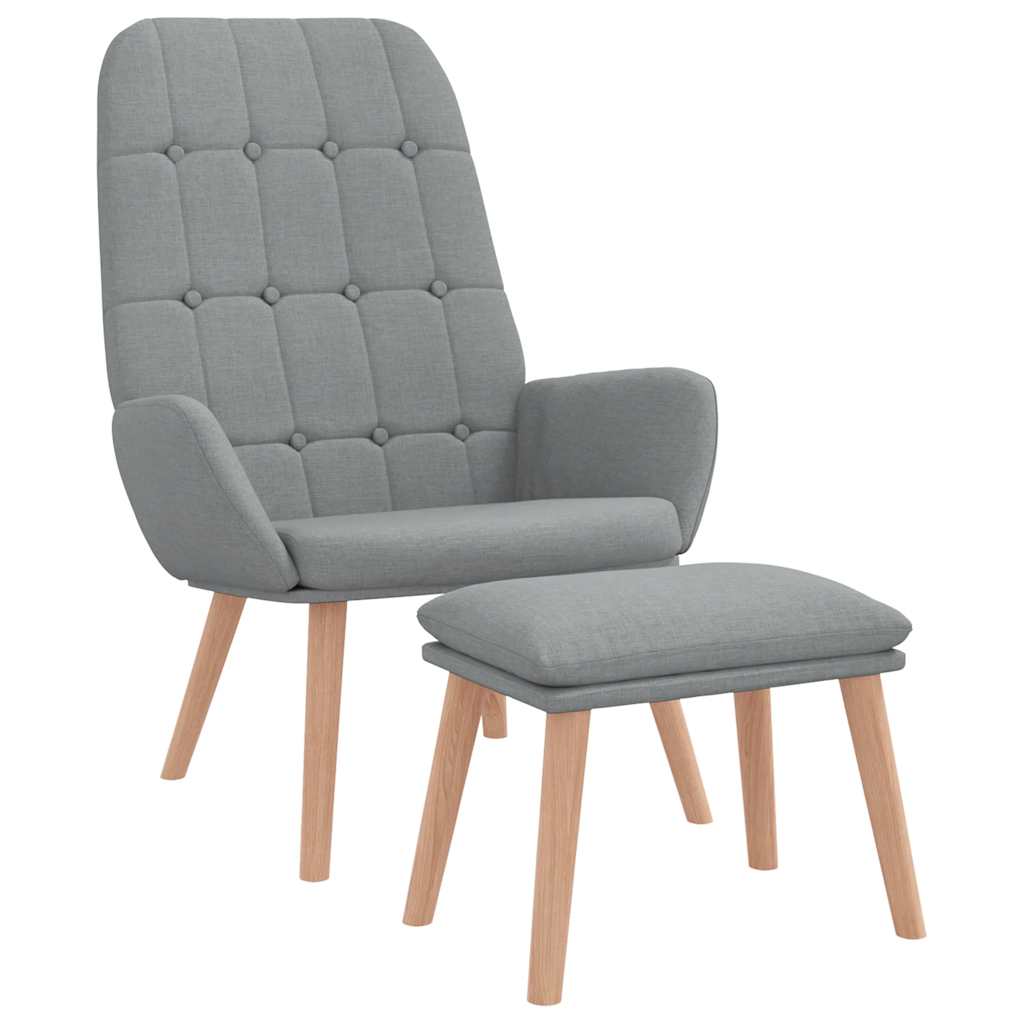 vidaXL Relaxsessel mit Hocker Hellgrau Stoff