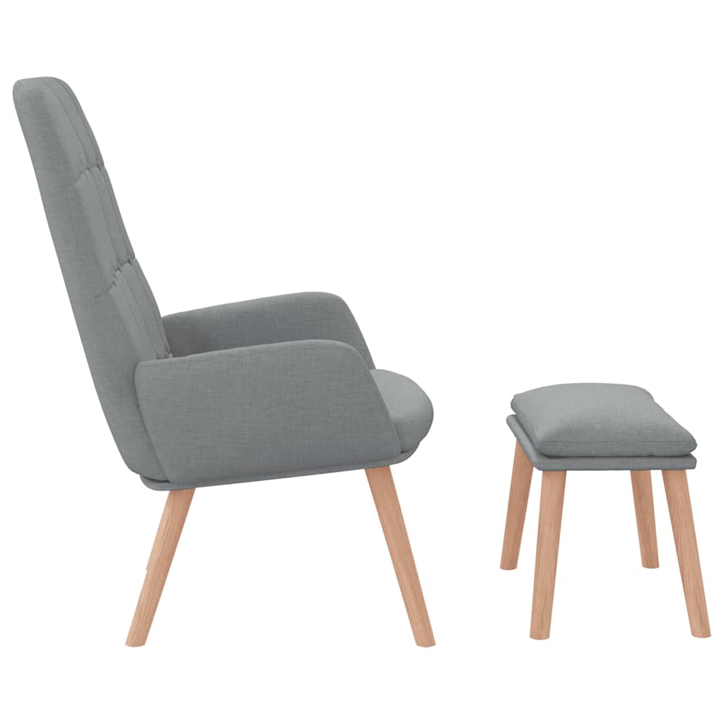 vidaXL Relaxsessel mit Hocker Hellgrau Stoff