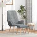 vidaXL Relaxsessel mit Hocker Hellgrau Stoff