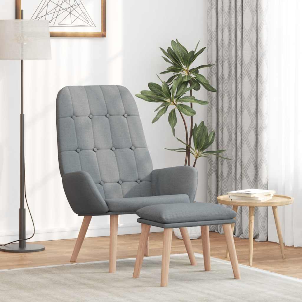 vidaXL Relaxsessel mit Hocker Hellgrau Stoff