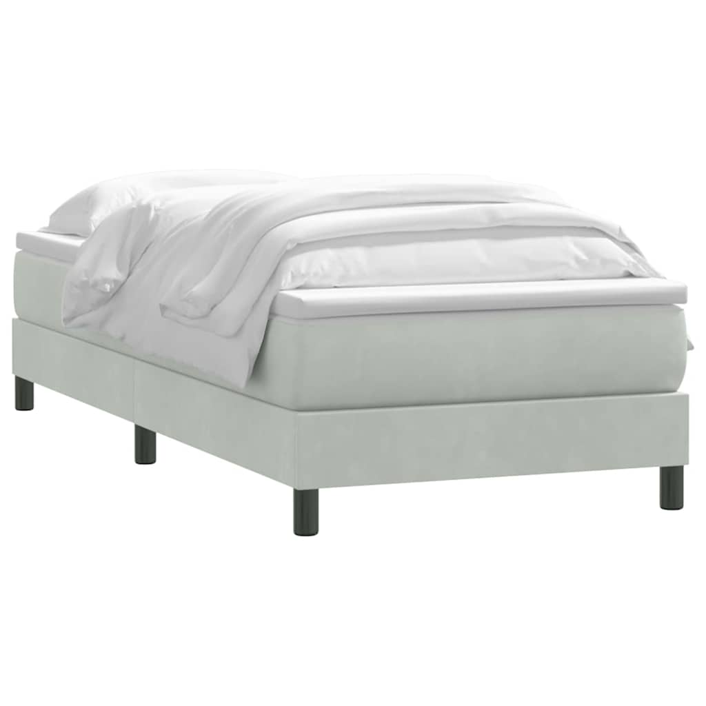 vidaXL Boxspringbett mit Matratze Hellgrau 80x210 cm Samt