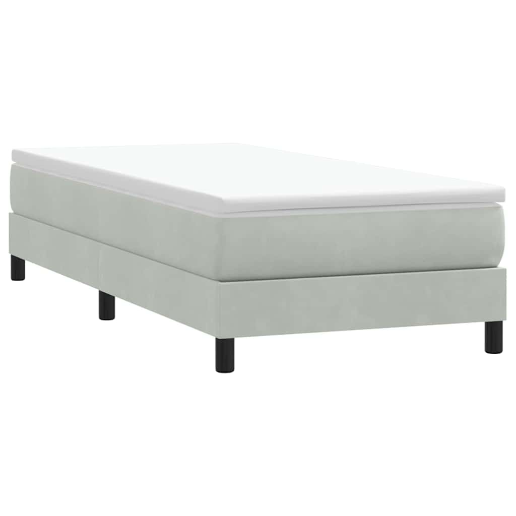 vidaXL Boxspringbett mit Matratze Hellgrau 80x210 cm Samt