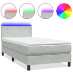 vidaXL Boxspringbett mit Matratze & LED Hellgrau 80x210 cm Samt
