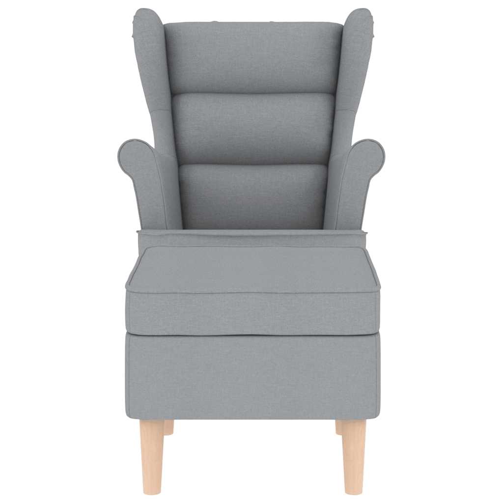 vidaXL Sessel mit Fußhocker Hellgrau Stoff