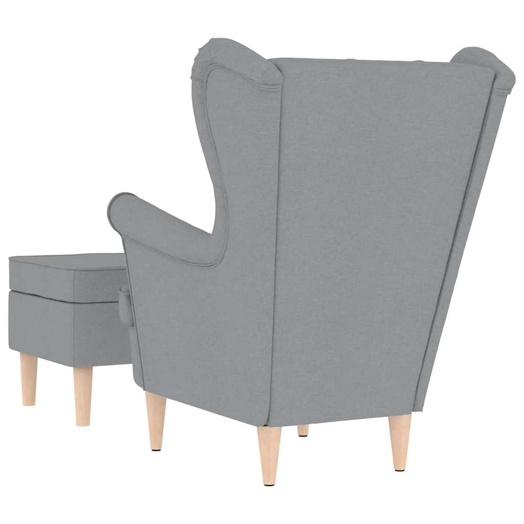 vidaXL Sessel mit Fußhocker Hellgrau Stoff