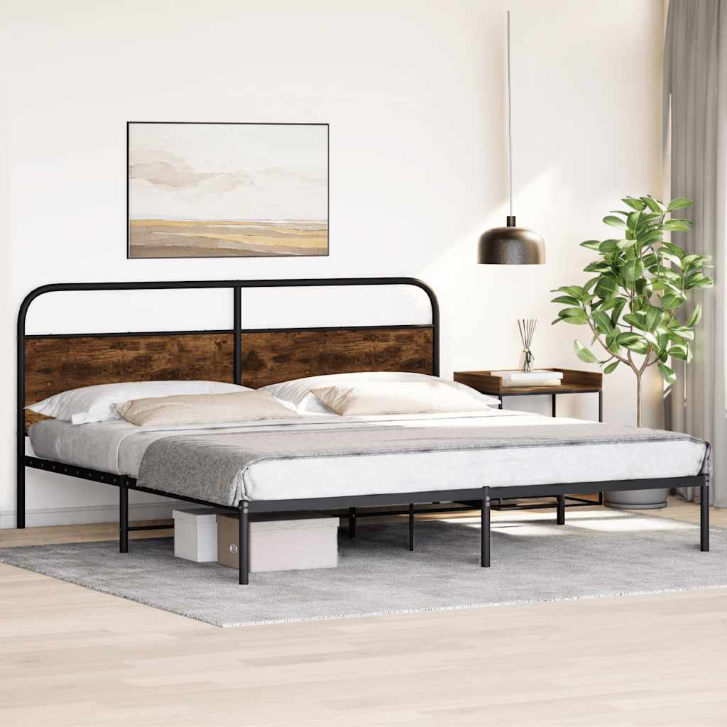 vidaXL Metallbett ohne Matratze Räuchereiche 180x200 cm