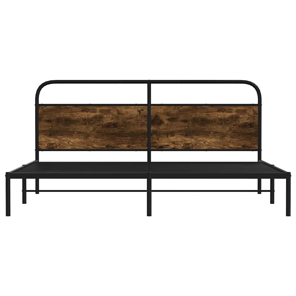 vidaXL Metallbett ohne Matratze Räuchereiche 180x200 cm