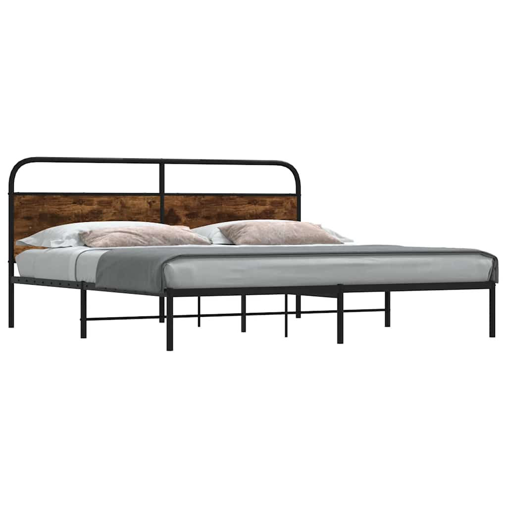 vidaXL Metallbett ohne Matratze Räuchereiche 180x200 cm