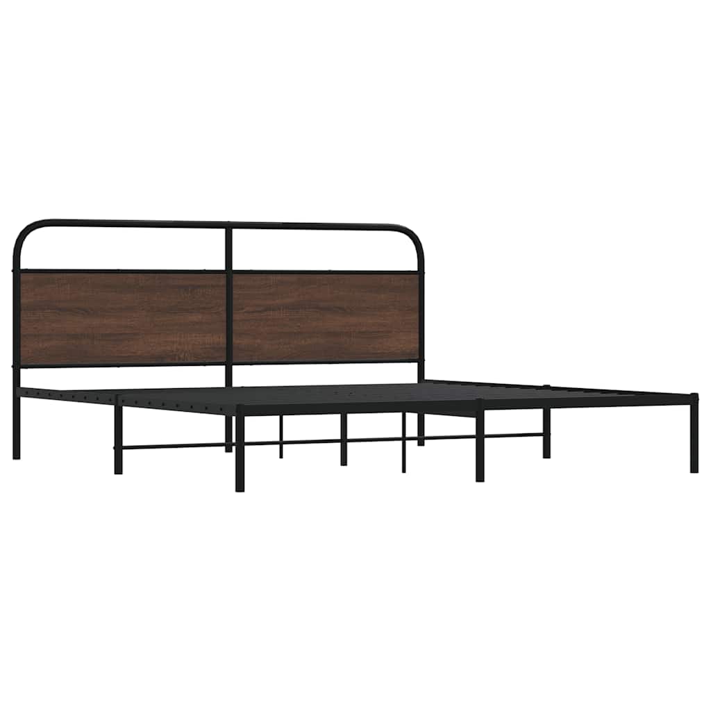 vidaXL Metallbett ohne Matratze Braun Eichen-Optik 180x200 cm