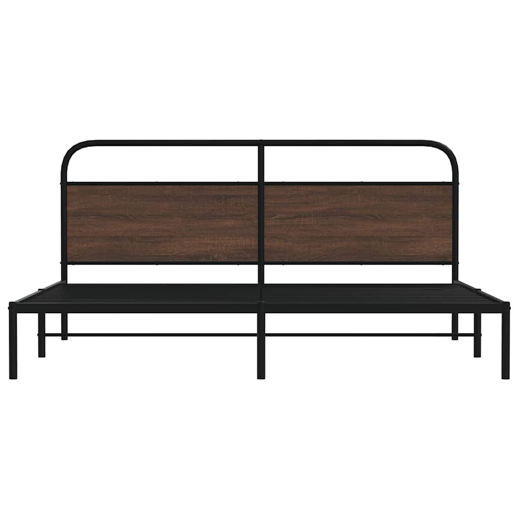 vidaXL Metallbett ohne Matratze Braun Eichen-Optik 180x200 cm
