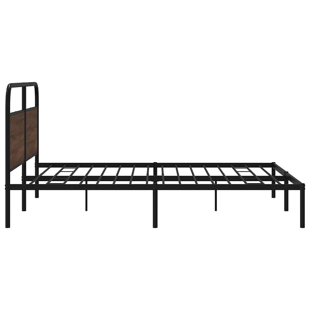 vidaXL Metallbett ohne Matratze Braun Eichen-Optik 180x200 cm
