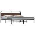 vidaXL Metallbett ohne Matratze Braun Eichen-Optik 180x200 cm