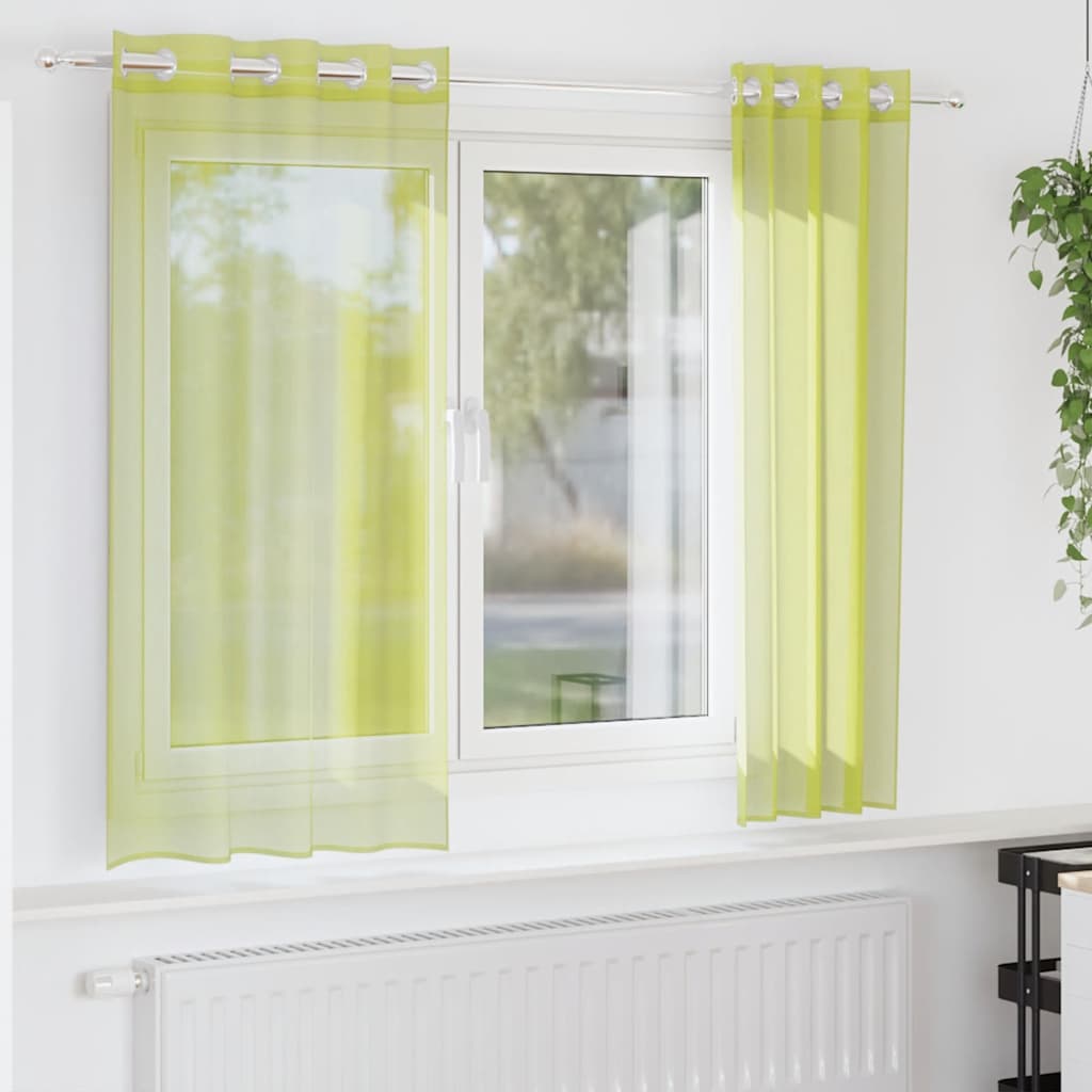 vidaXL Voile Vorhänge mit Ösen 2 Stk. Apfelgrün 140x140 cm