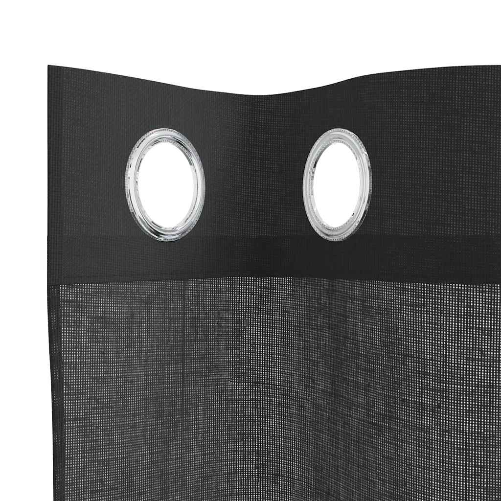 vidaXL Voile Vorhänge mit Ösen 2 Stk. Schwarz 140x140 cm