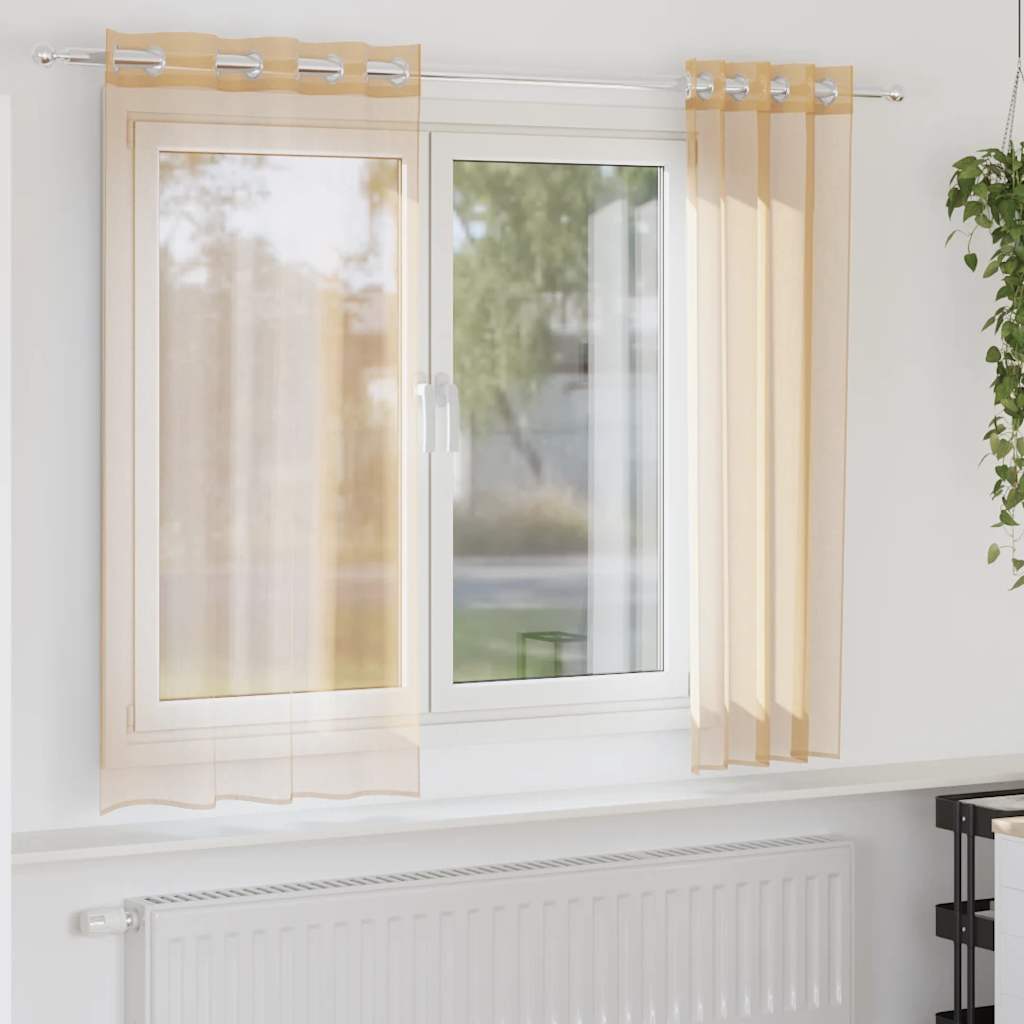 vidaXL Voile Vorhänge mit Ösen 2 Stk. Sandfarbe