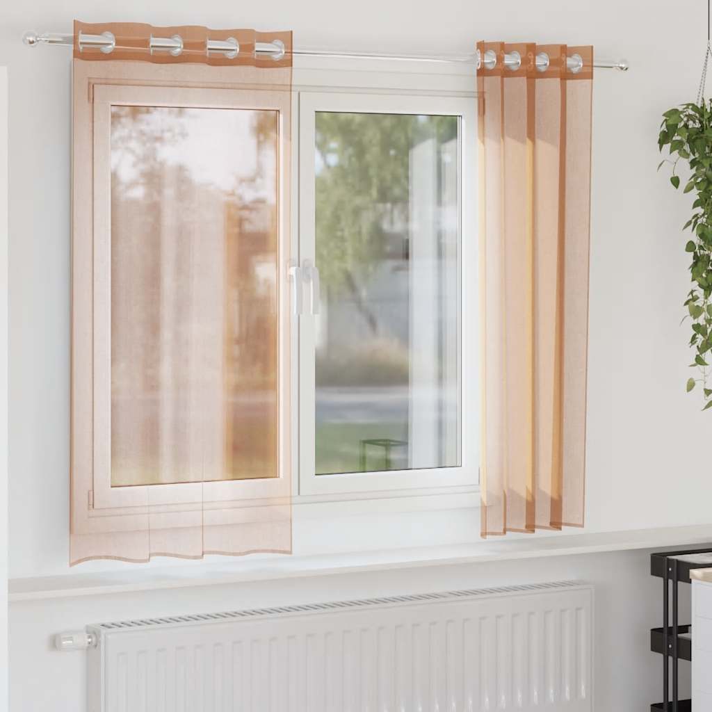 vidaXL Voile Vorhänge mit Ösen 2 Stk. Terrakotta