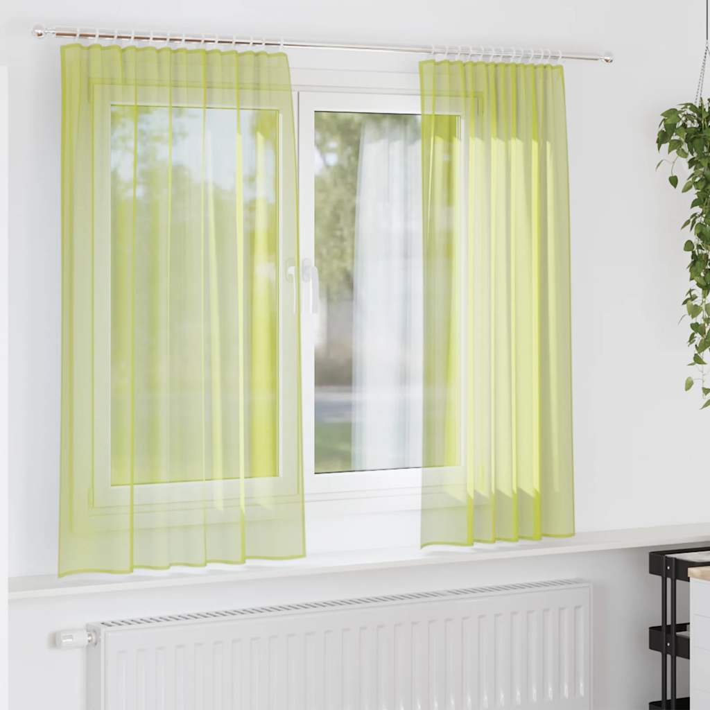 vidaXL Voile Vorhänge mit Stangentaschen 2 Stk. Apfelgrün