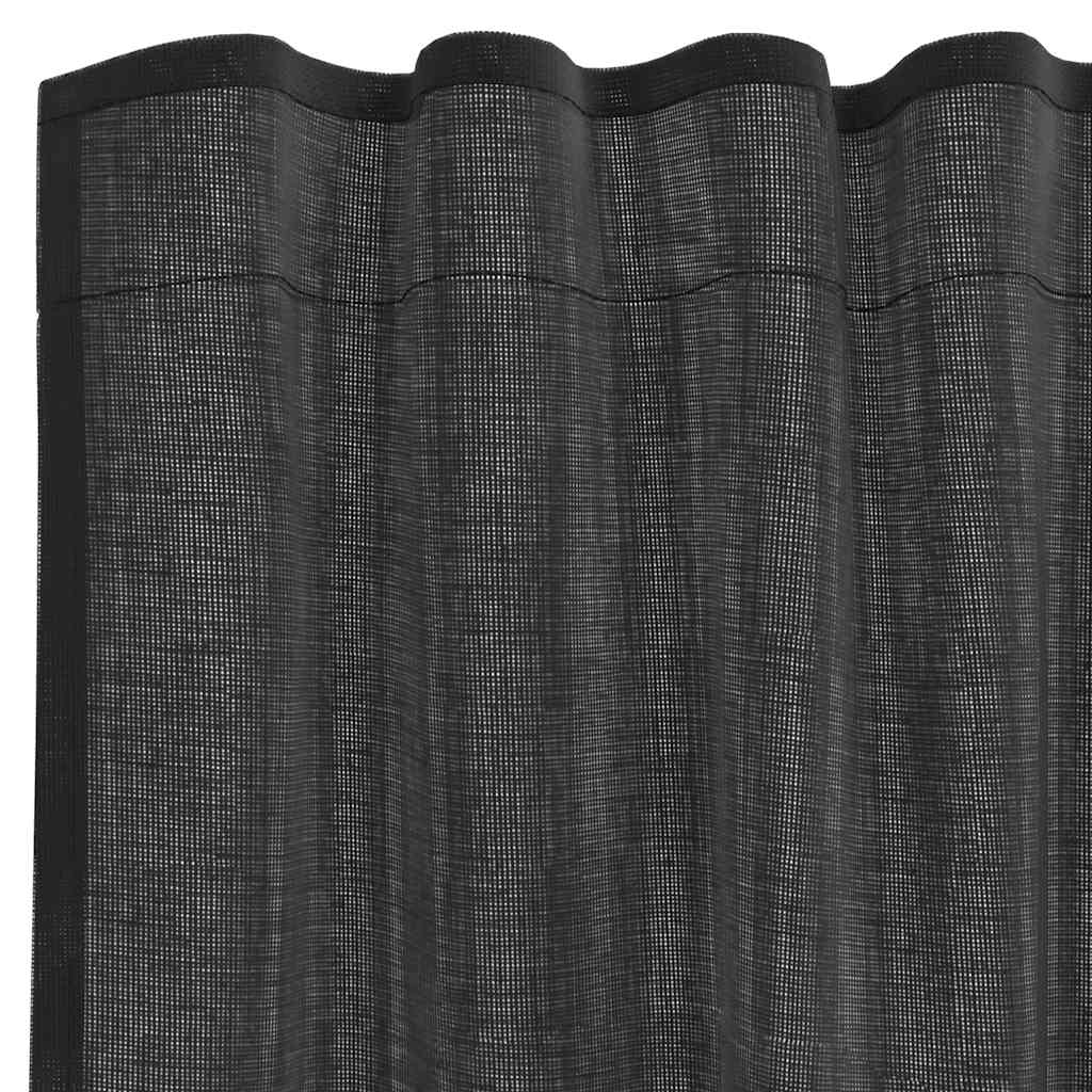 vidaXL Voile Vorhänge mit Stangentaschen 2 Stk. Schwarz
