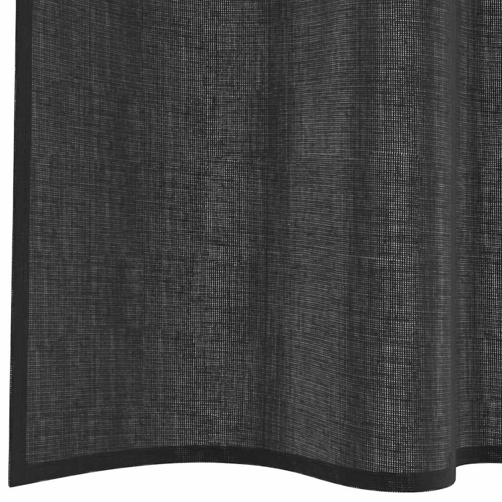 vidaXL Voile Vorhänge mit Stangentaschen 2 Stk. Schwarz