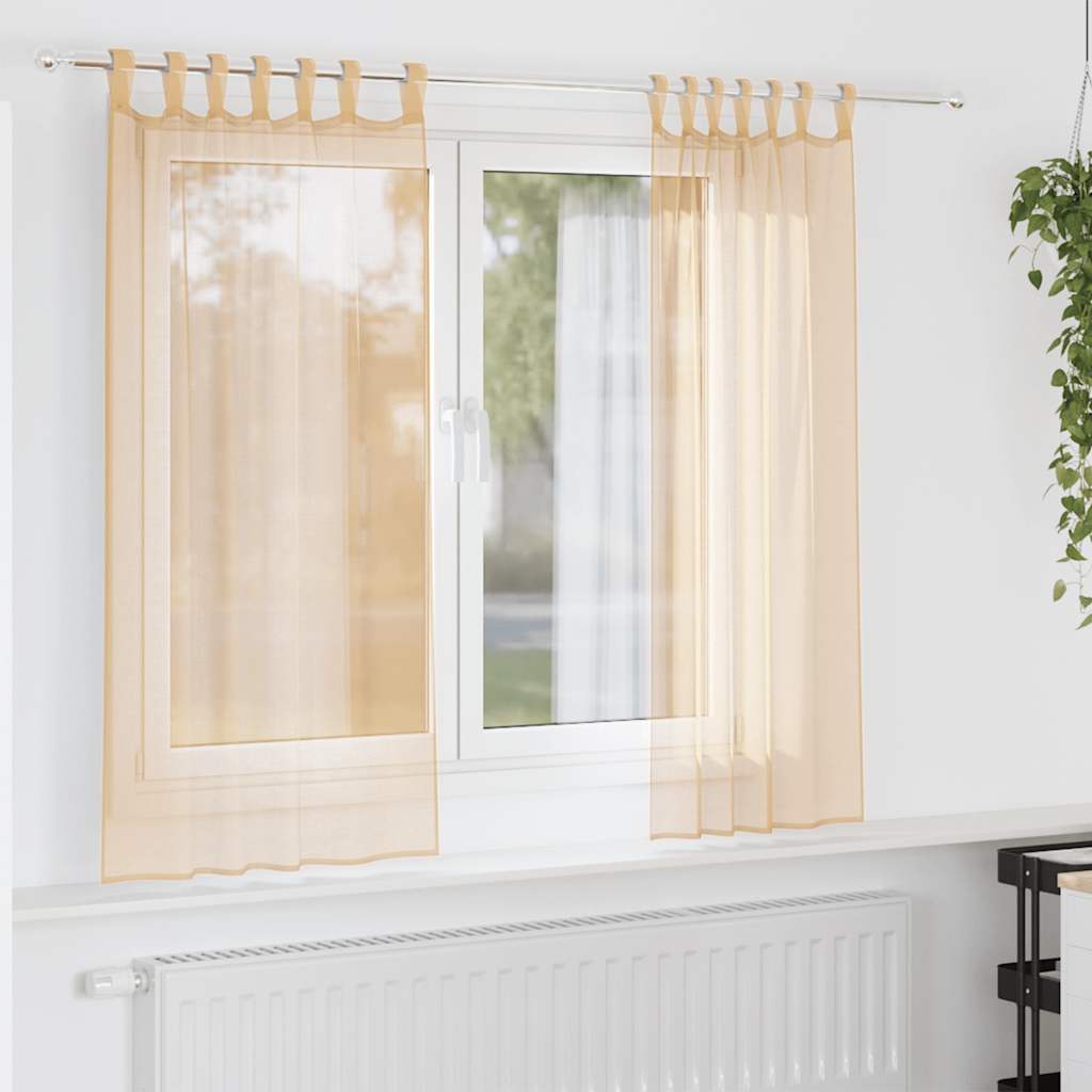 vidaXL Voile Vorhänge mit Stangentaschen 2 Stk. Sandfarbe