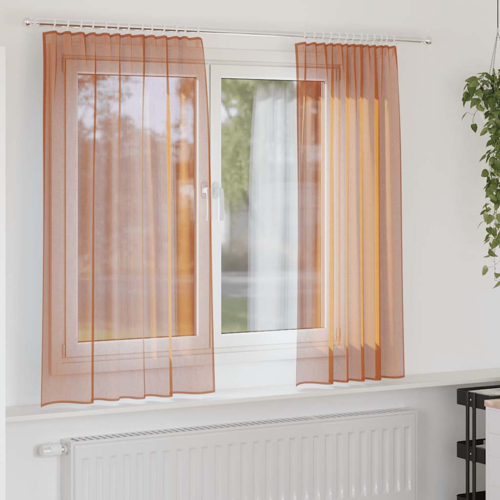 vidaXL Voile Vorhänge mit Stangentaschen 2 Stk. Terrakotta