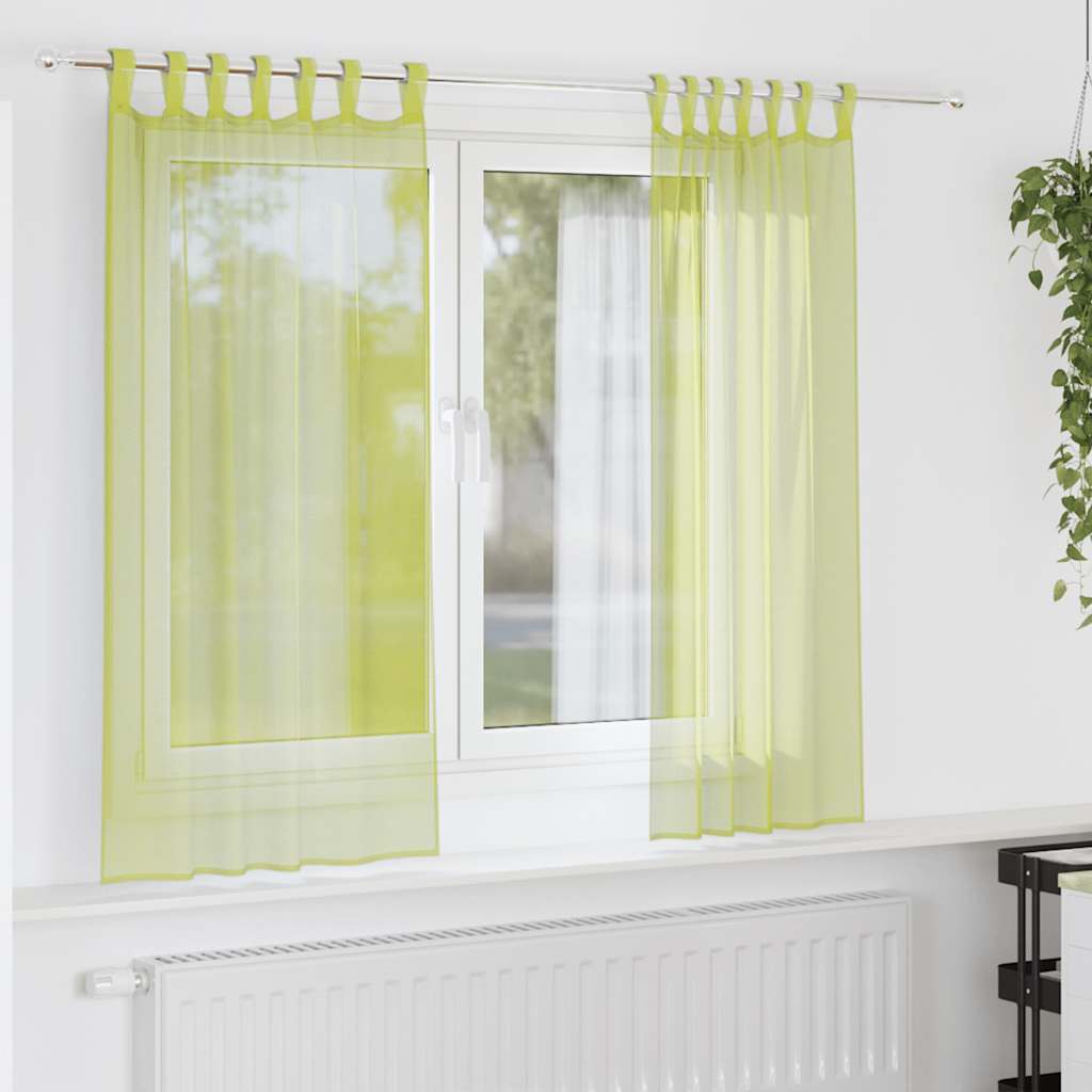 vidaXL Voile Vorhänge mit Lasche 2 Stk. Apfelgrün