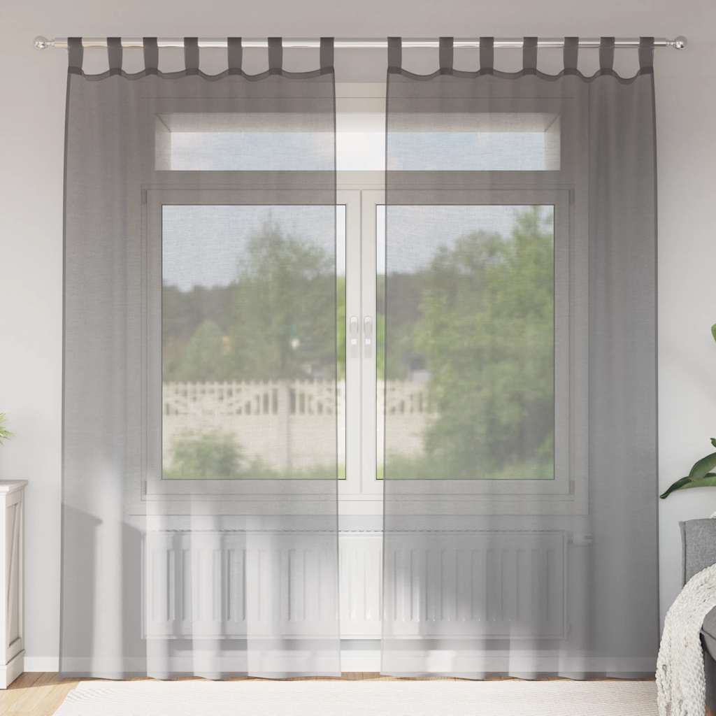vidaXL Voile Vorhänge mit Schlaufen 2 Stk. Dunkelgrau 140x225 cm