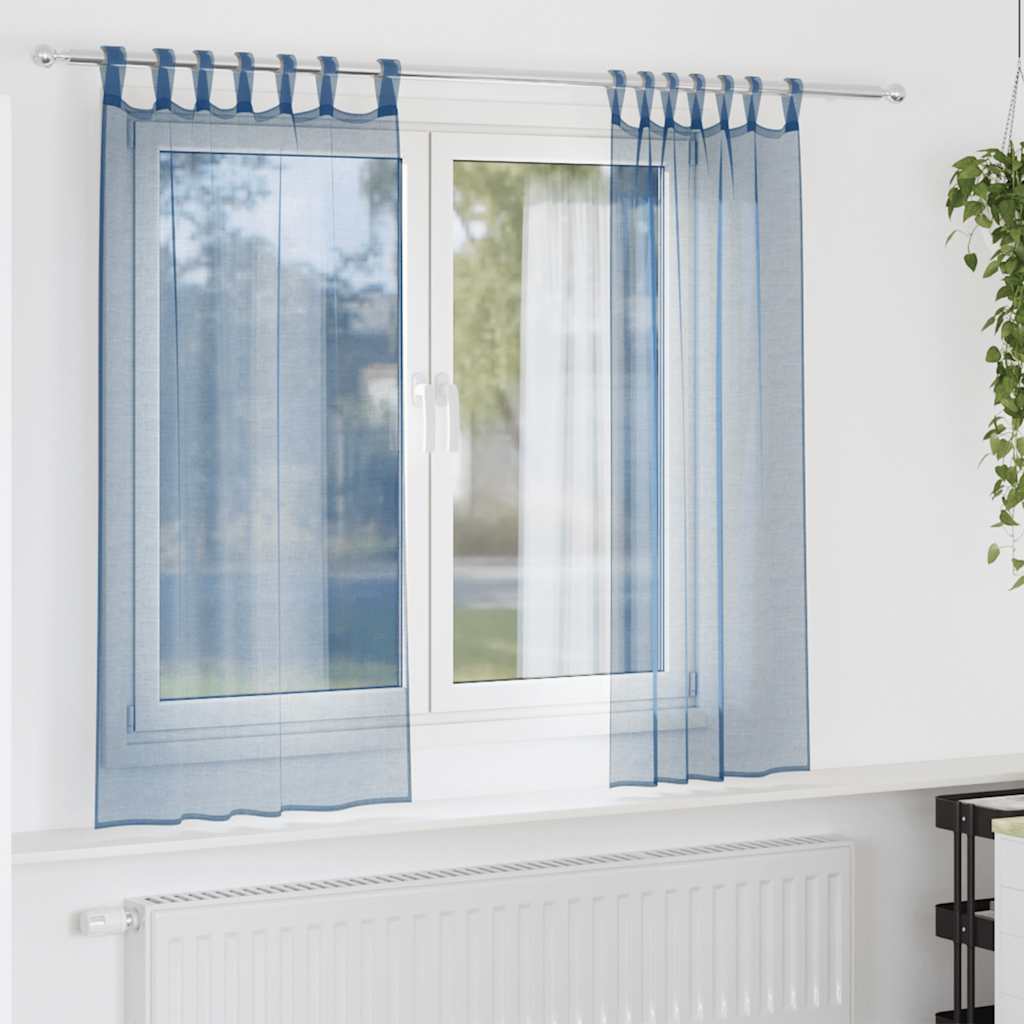 vidaXL Voile Vorhänge mit Schlaufen 2 Stk. Königsblau 140x140 cm