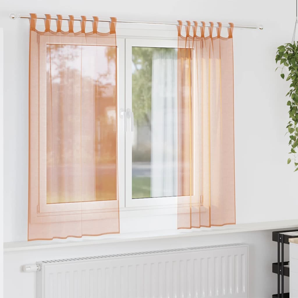 vidaXL Voile Vorhänge mit Schlaufen 2 Stk. Terrakottarot 140x140 cm