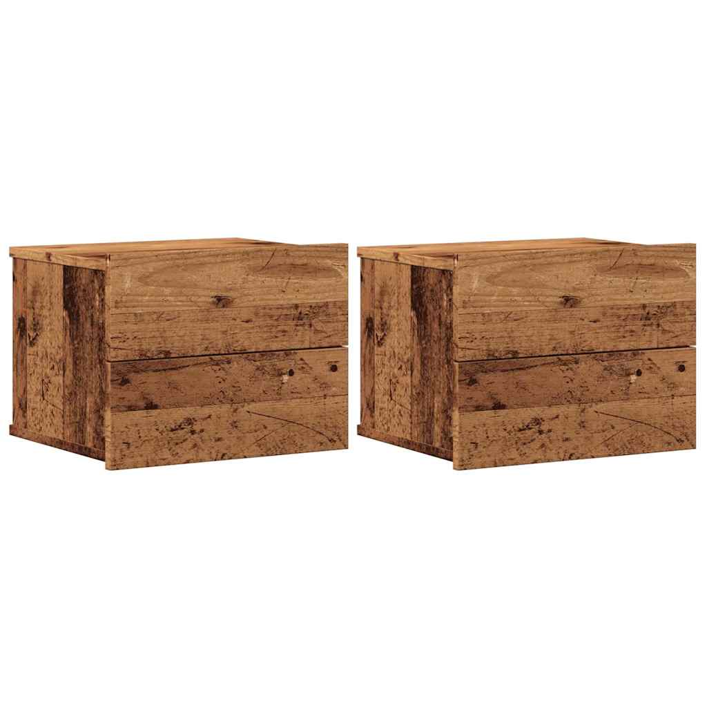 vidaXL Wand-Nachttische 2 Stk. Altholz-Optik 40x32x30 cm