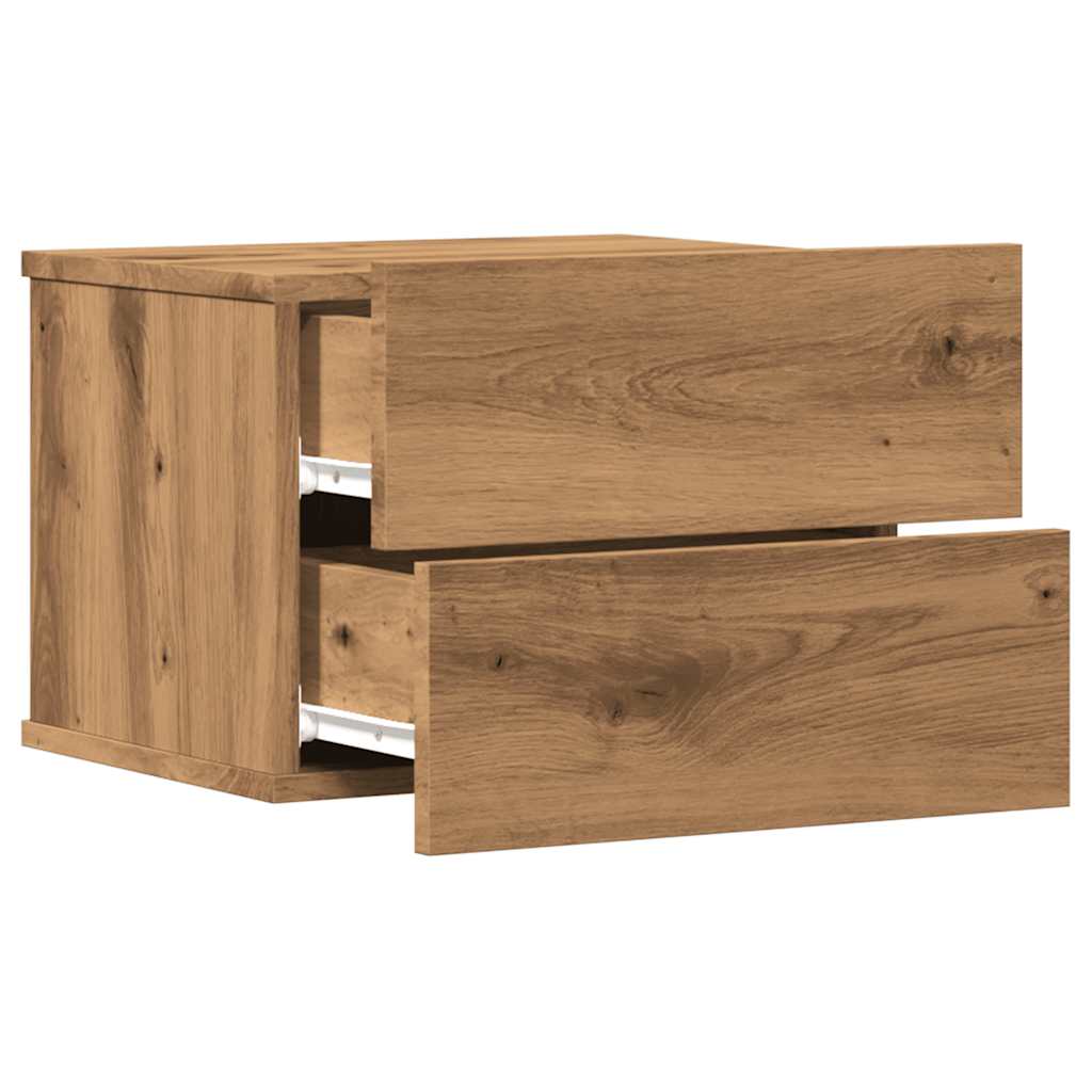 vidaXL Wand-Nachttische 2 Stk. Artisan-Eiche 40x32x30 cm