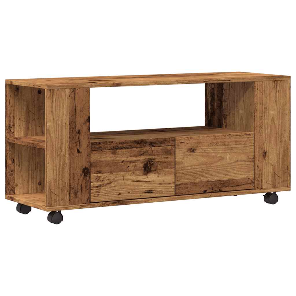 vidaXL TV-Schrank mit Rollen Altholz-Optik 102x34,5x43cm Holzwerkstoff