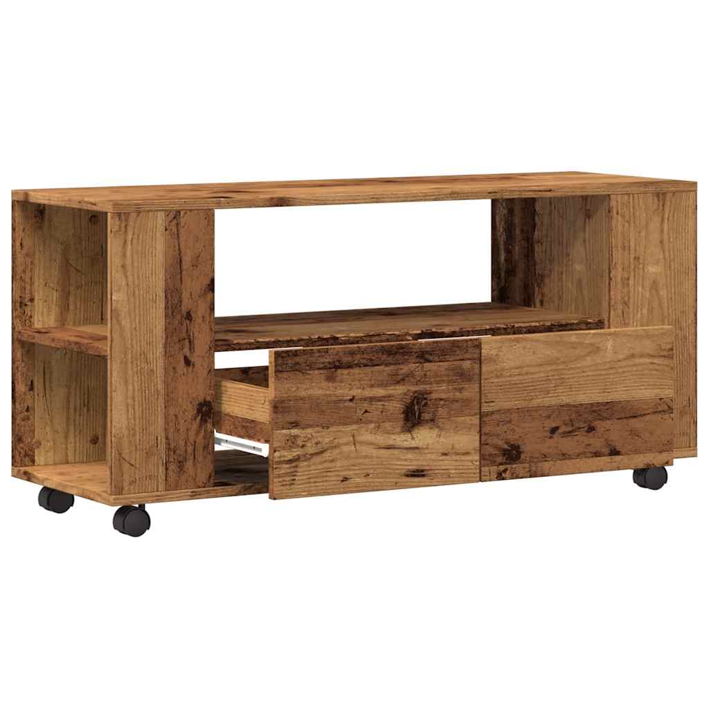 vidaXL TV-Schrank mit Rollen Altholz-Optik 102x34,5x43cm Holzwerkstoff