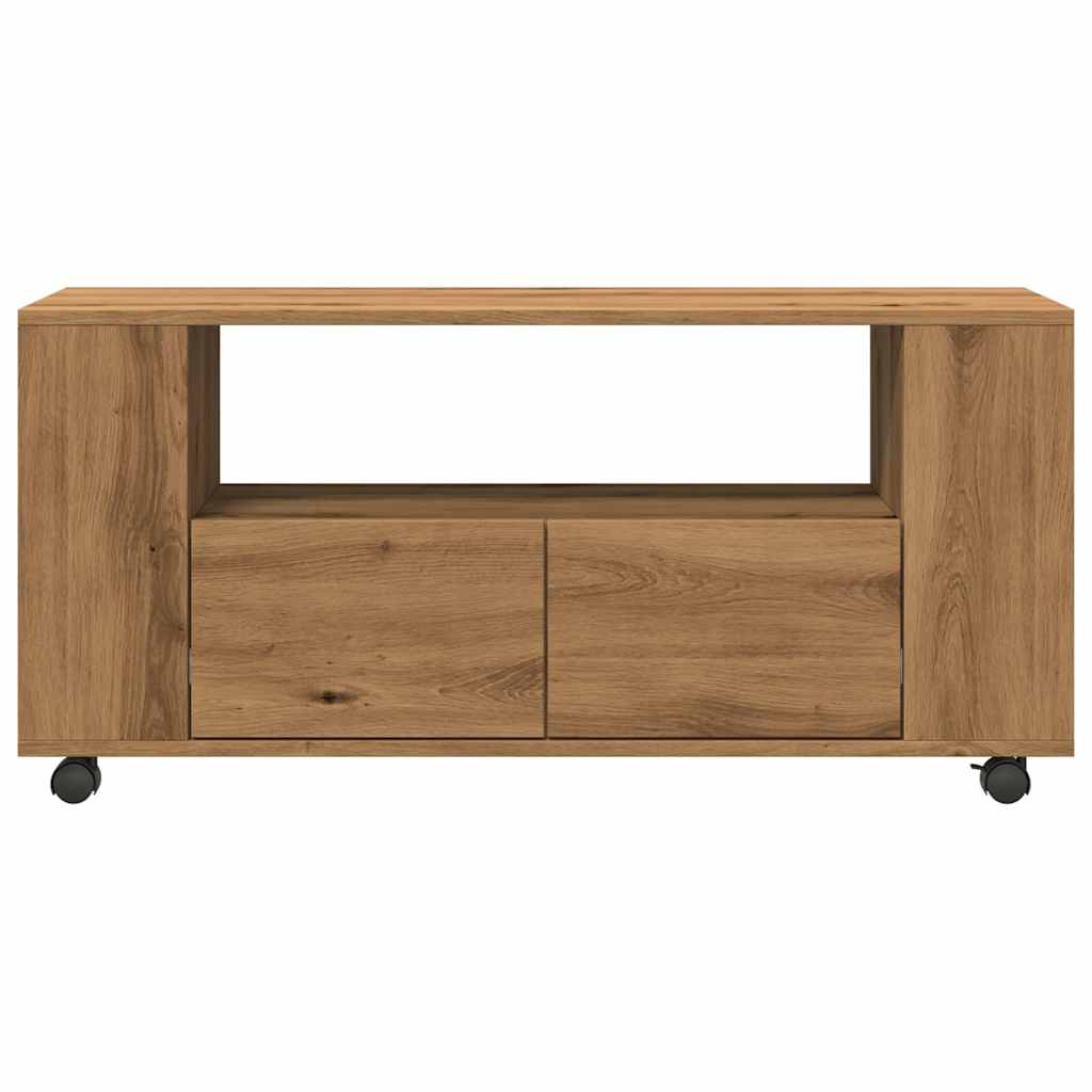 vidaXL TV-Schrank mit Rollen Artisan-Eiche 102x34,5x43cm Holzwerkstoff