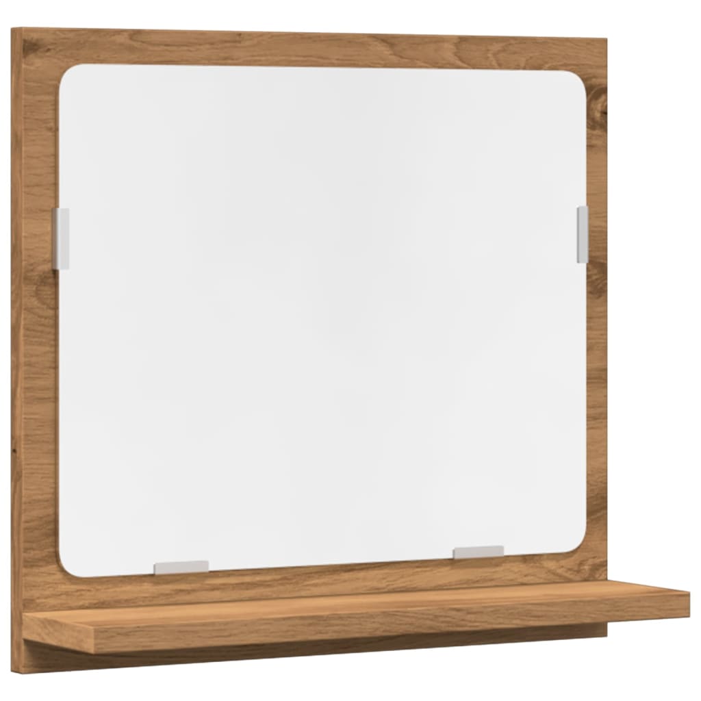 vidaXL Badspiegel mit Ablage Artisan-Eiche 40x11x37 cm Holzwerkstoff