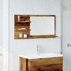 vidaXL Badspiegel mit Ablagen Altholz-Optik 90x11x45 cm Holzwerkstoff