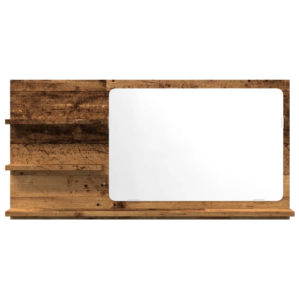 vidaXL Badspiegel mit Ablagen Altholz-Optik 90x11x45 cm Holzwerkstoff