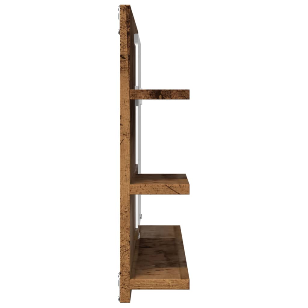 vidaXL Badspiegel mit Ablagen Altholz-Optik 90x11x45 cm Holzwerkstoff
