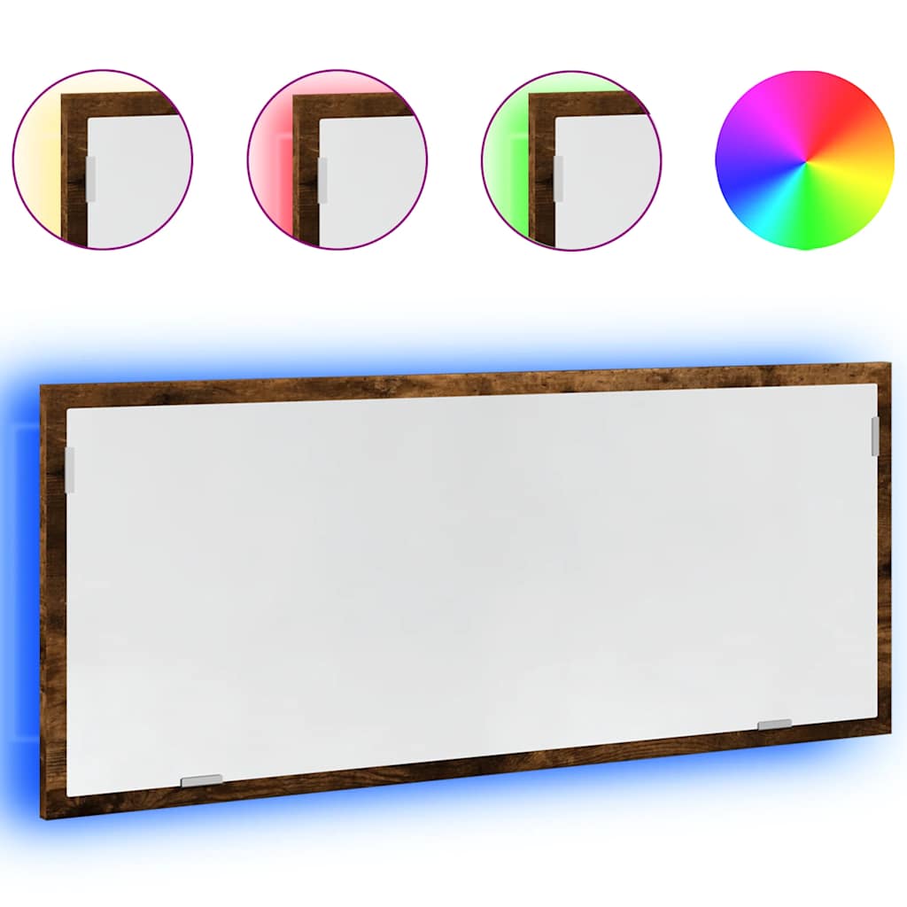 vidaXL LED-Badspiegel Räuchereiche 100x8,5x37 cm Holzwerkstoff