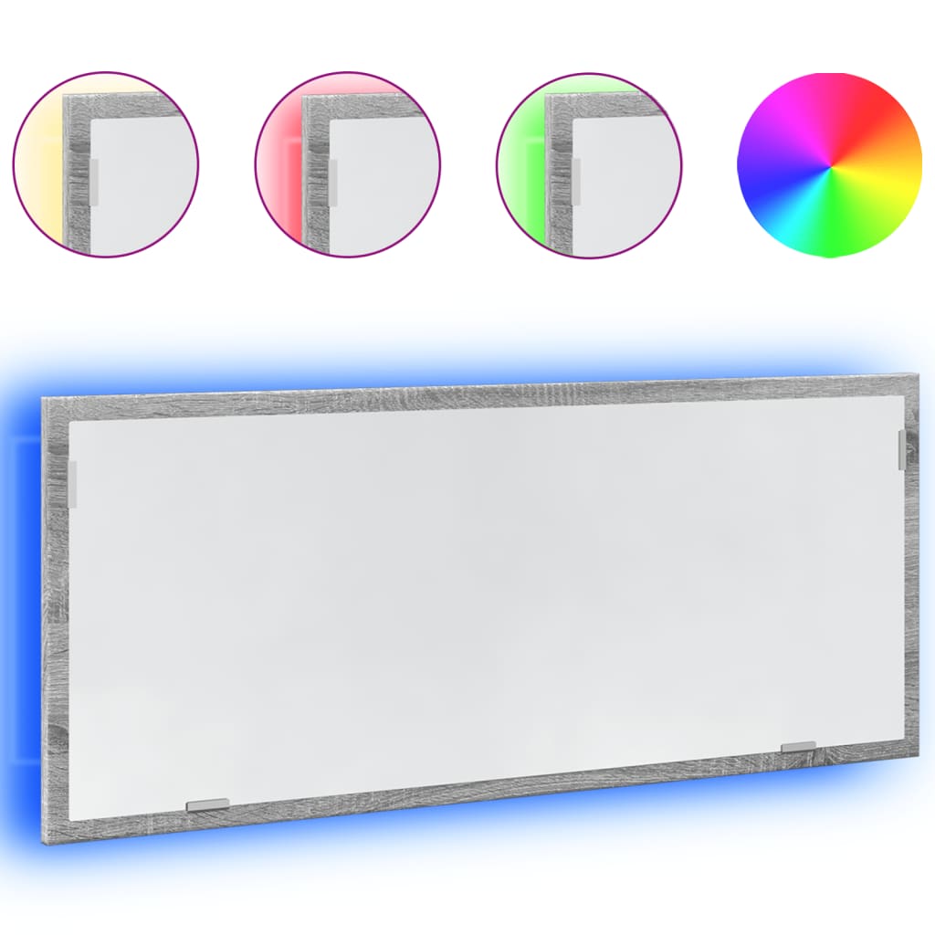 vidaXL LED-Badspiegel Grau Sonoma 100x8,5x37 cm Holzwerkstoff