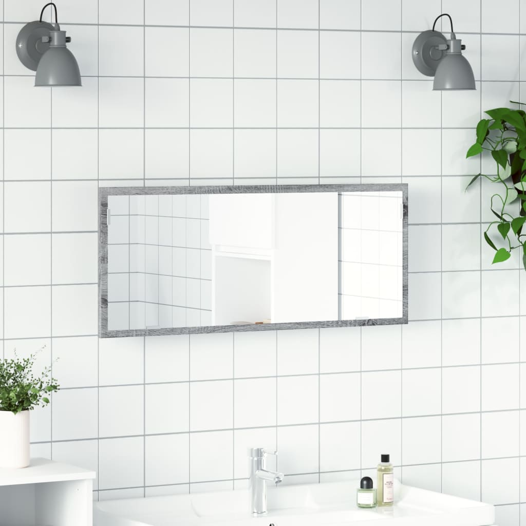vidaXL LED-Badspiegel Grau Sonoma 100x8,5x37 cm Holzwerkstoff