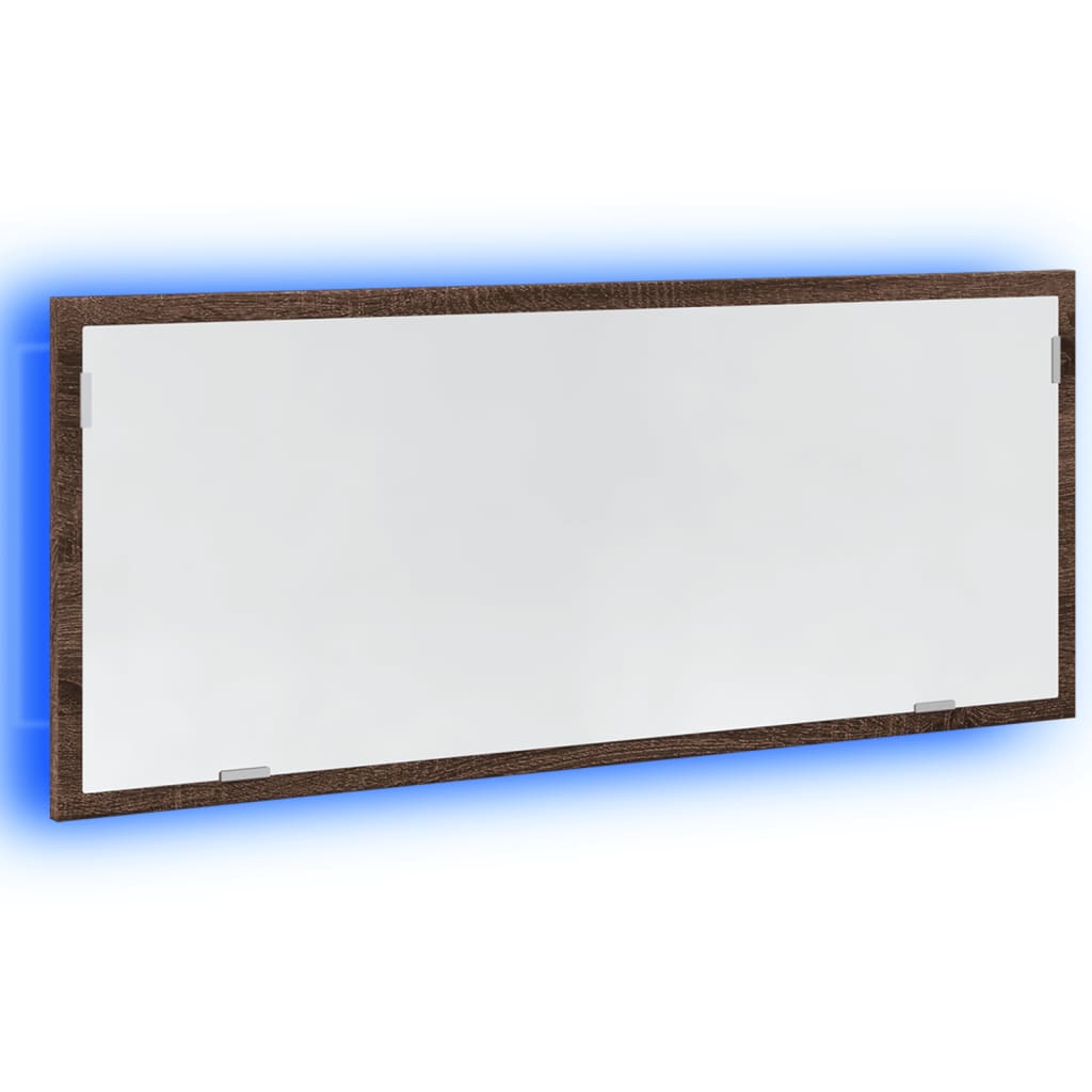 vidaXL LED-Badspiegel Braun Eichen-Optik 100x8,5x37 cm Holzwerkstoff