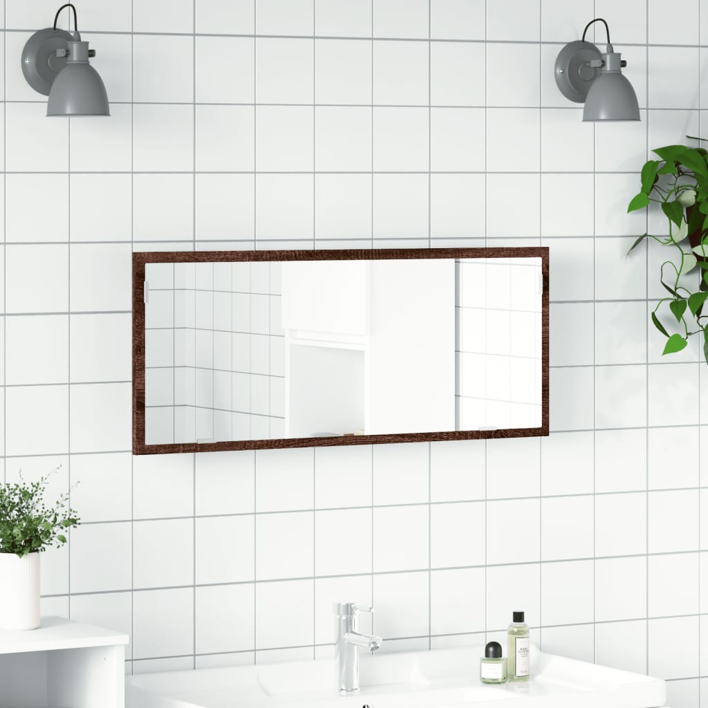 vidaXL LED-Badspiegel Braun Eichen-Optik 100x8,5x37 cm Holzwerkstoff