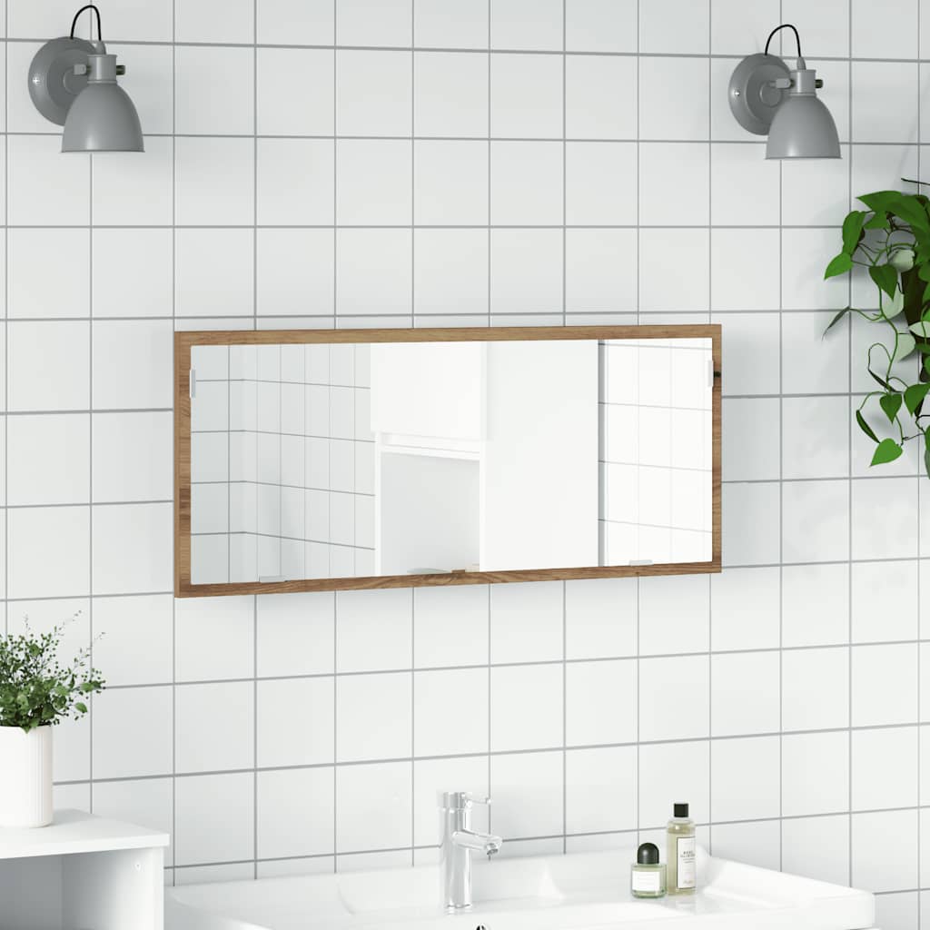 vidaXL LED-Badspiegel Artisan-Eiche 100x8,5x37 cm Holzwerkstoff