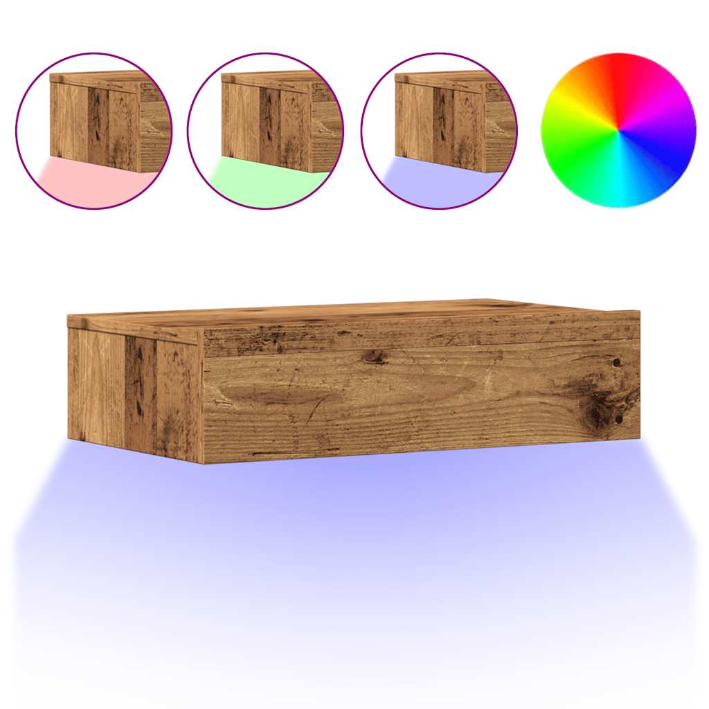 vidaXL TV-Schränke mit LED-Leuchten 2 Stk. Altholz-Optik 60x35x15,5 cm